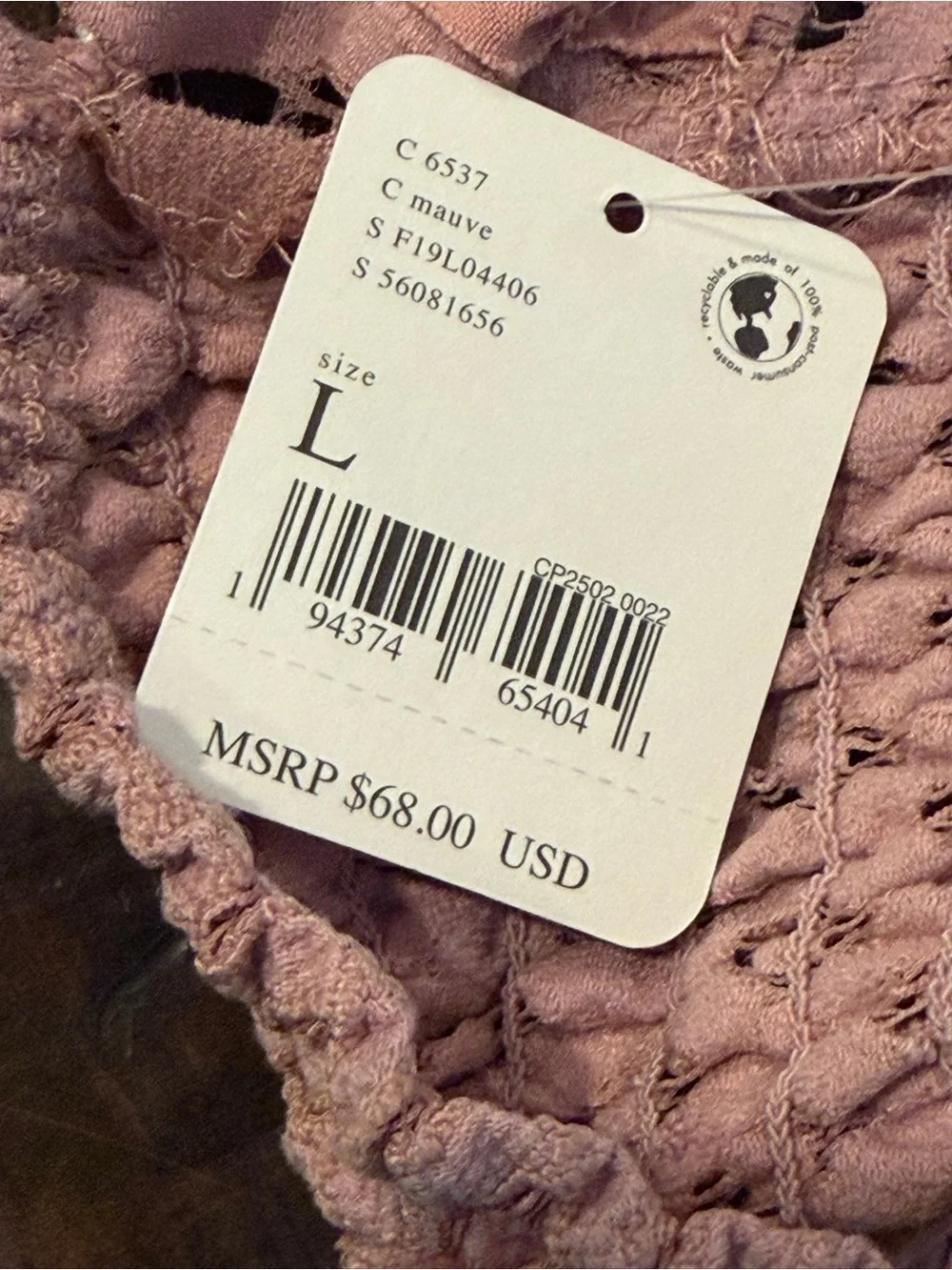 NWT Free People Adella Mauve Lace and Ruffle Top
